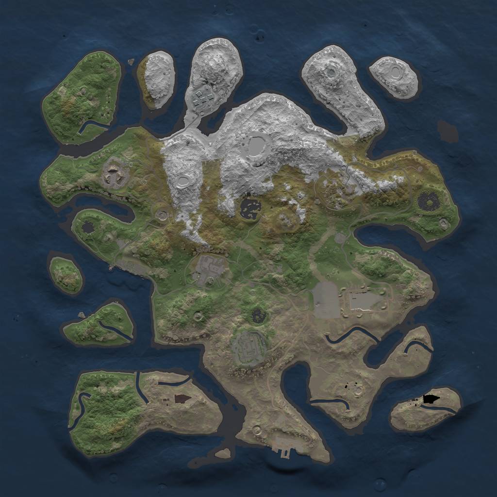 Rust Map: Procedural Map, Size: 3500, Seed: 9485306, 18 Monuments