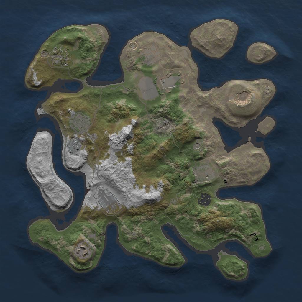 Rust Map: Barren, Size: 3500, Seed: 166123, 13 Monuments