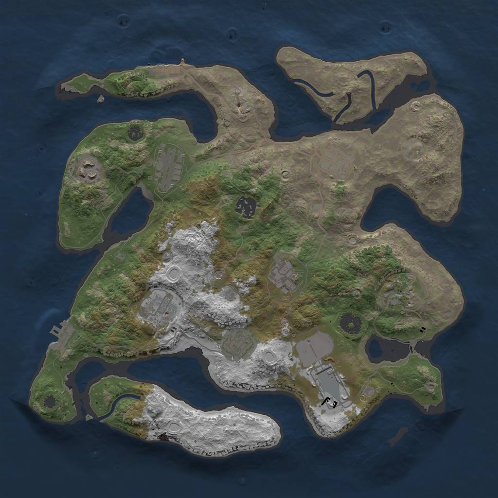 Rust Map: Procedural Map, Size: 3500, Seed: 651089640, 20 Monuments