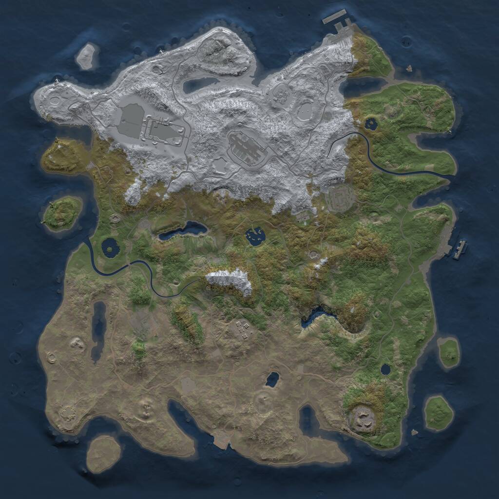 Rust Map: Procedural Map, Size: 4000, Seed: 28498, 13 Monuments