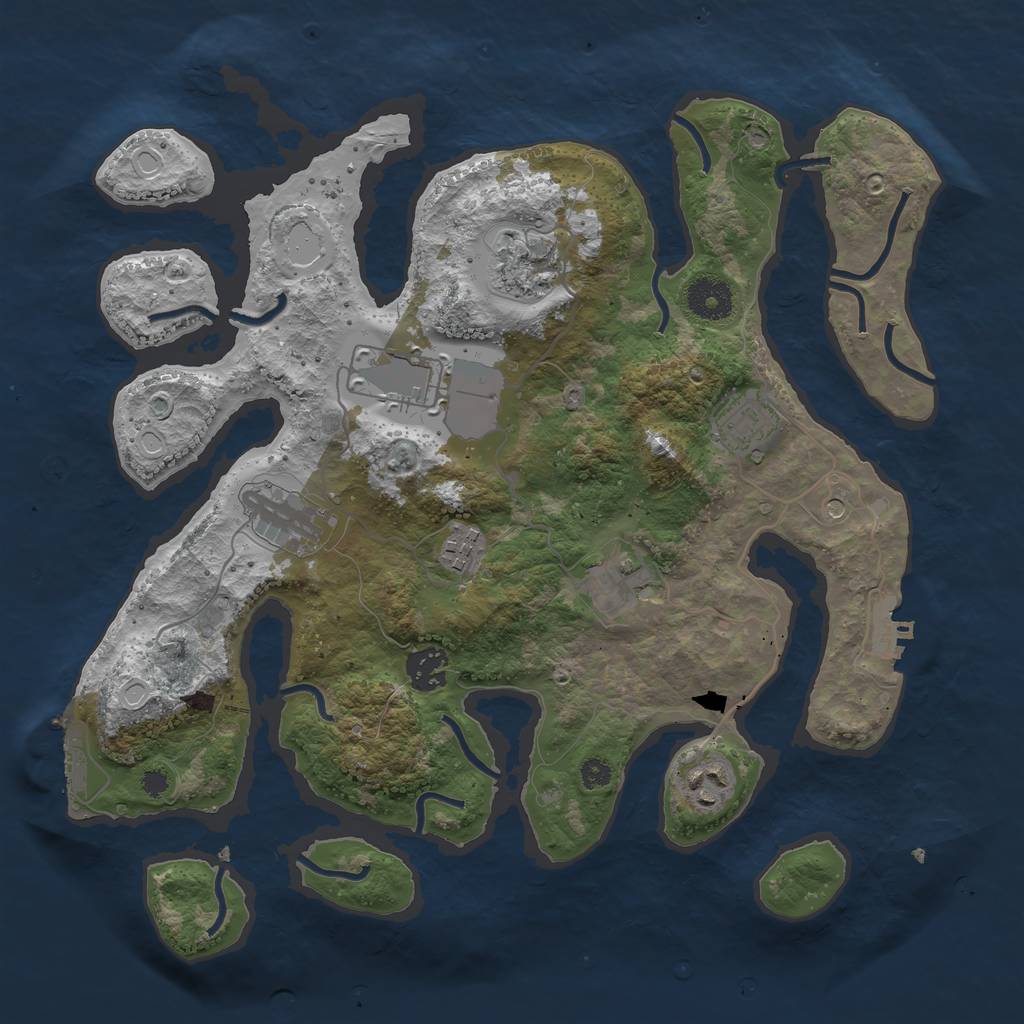 Rust Map: Procedural Map, Size: 3500, Seed: 1159091779, 19 Monuments