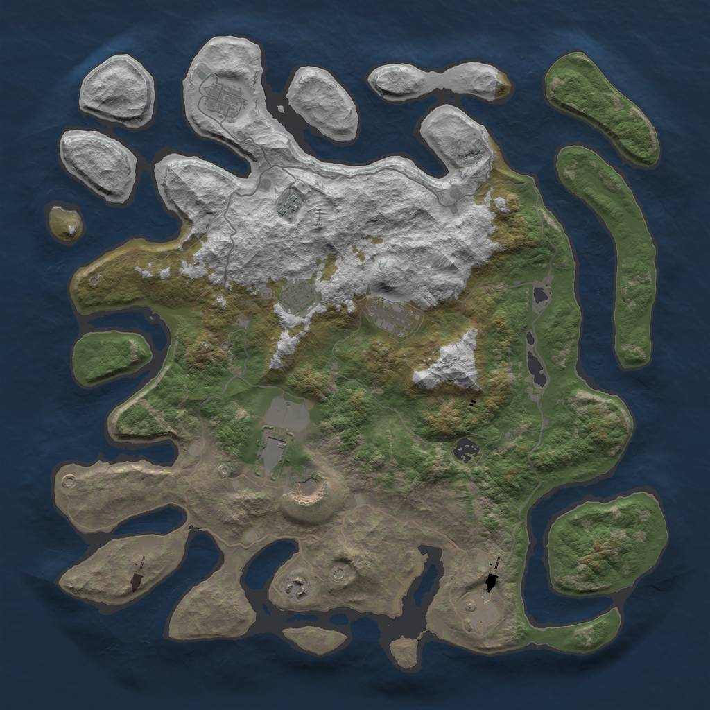 Rust Map: Barren, Size: 4500, Seed: 62008, 12 Monuments