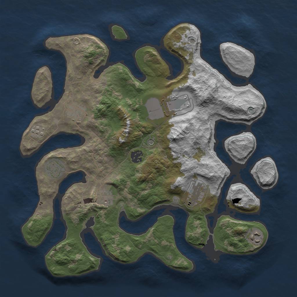 Rust Map: Barren, Size: 3600, Seed: 2056, 11 Monuments