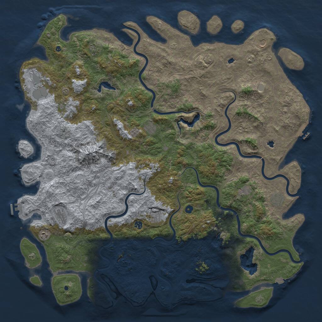 Rust Map: Procedural Map, Size: 6000, Seed: 1500091673, 17 Monuments