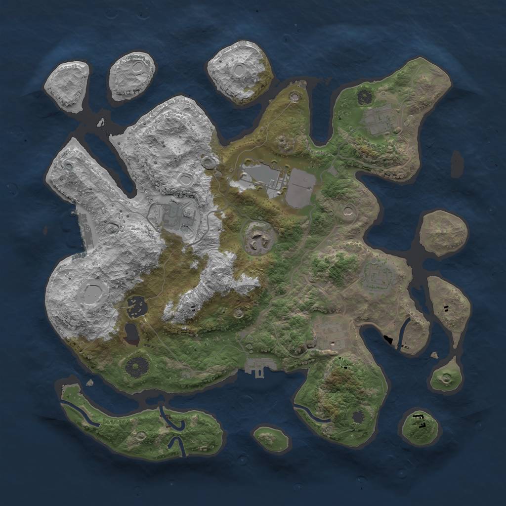 Rust Map: Procedural Map, Size: 3500, Seed: 2536873, 18 Monuments