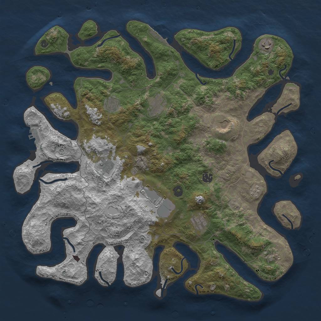 Rust Map: Procedural Map, Size: 4500, Seed: 52008, 21 Monuments