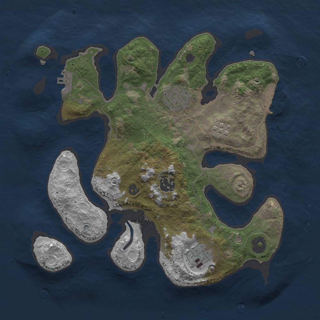 Rust Map: Procedural Map, Size: 3000, Seed: 2424174, 14 Monuments