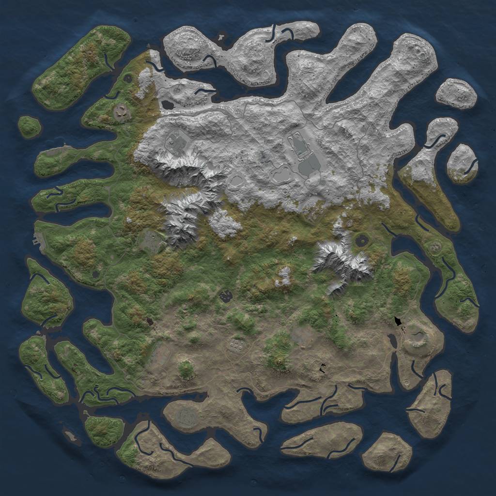 Rust Map: Procedural Map, Size: 6000, Seed: 9485761, 22 Monuments