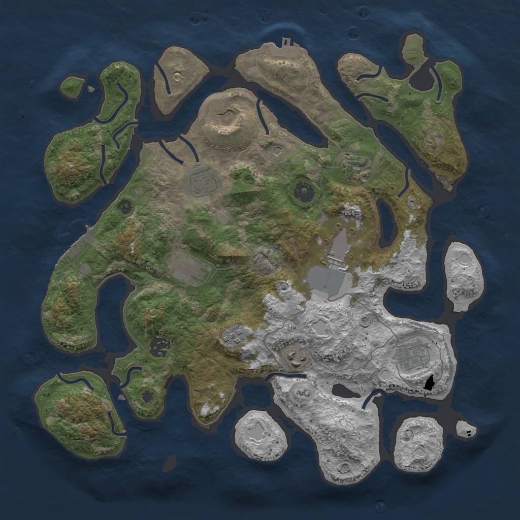 Rust Map: Procedural Map, Size: 3800, Seed: 1338988469, 20 Monuments
