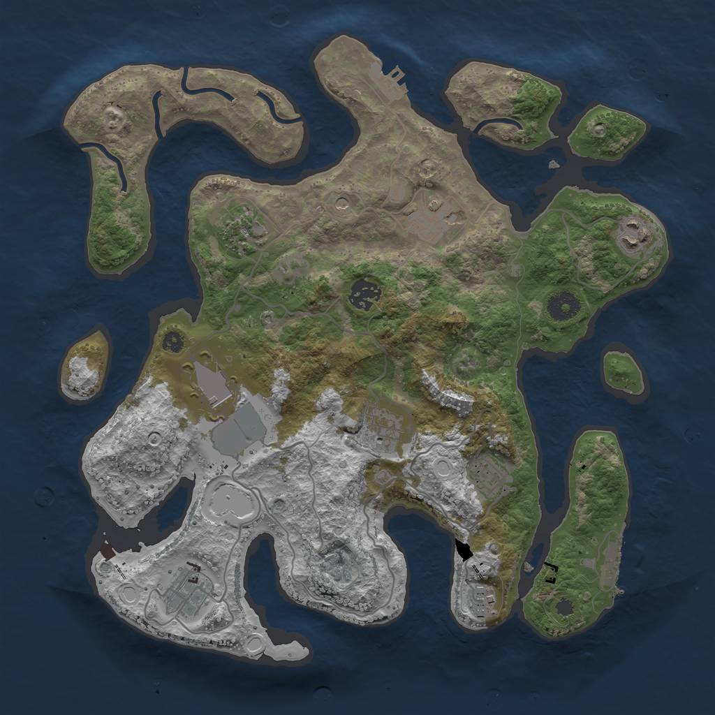 Rust Map: Procedural Map, Size: 3500, Seed: 23121355, 20 Monuments