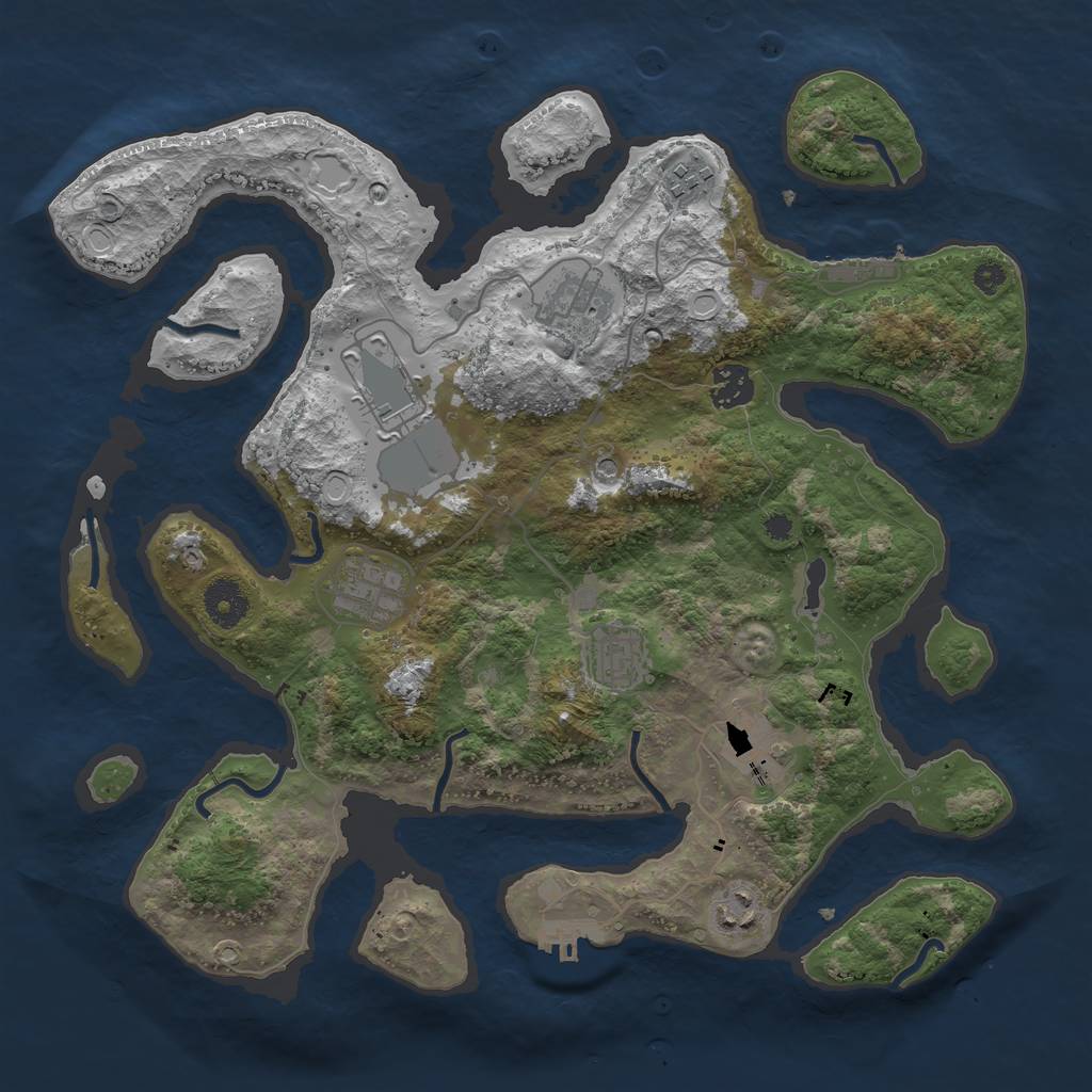 Rust Map: Procedural Map, Size: 3600, Seed: 9472056, 19 Monuments