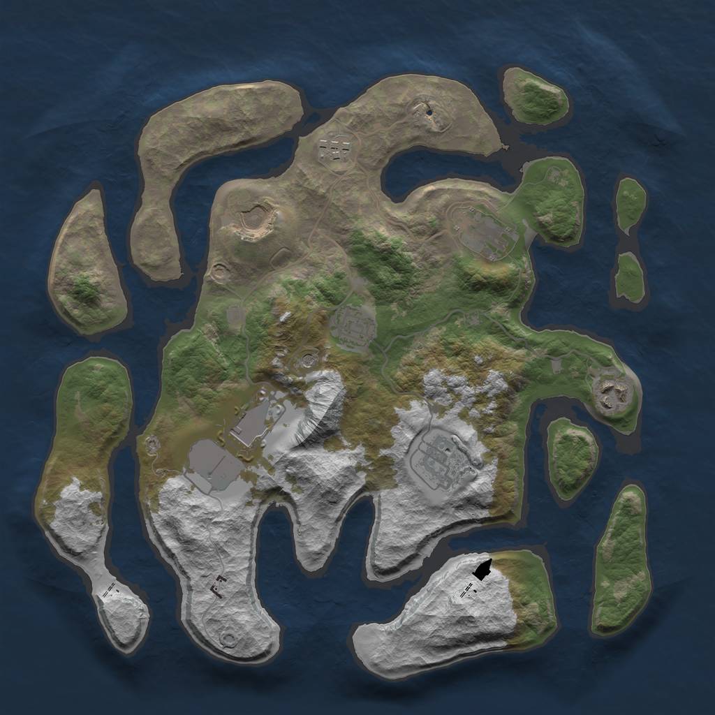 Rust Map: Barren, Size: 3500, Seed: 28362243, 10 Monuments