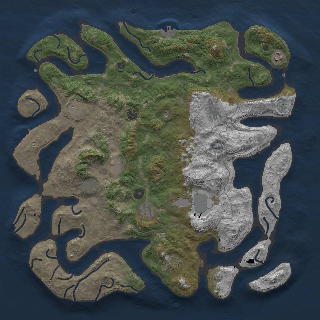 Rust Map: Procedural Map, Size: 4500, Seed: 953629754, 21 Monuments