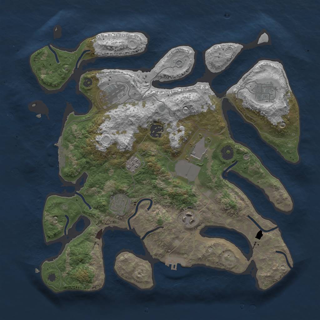 Rust Map: Procedural Map, Size: 3500, Seed: 22182378, 18 Monuments