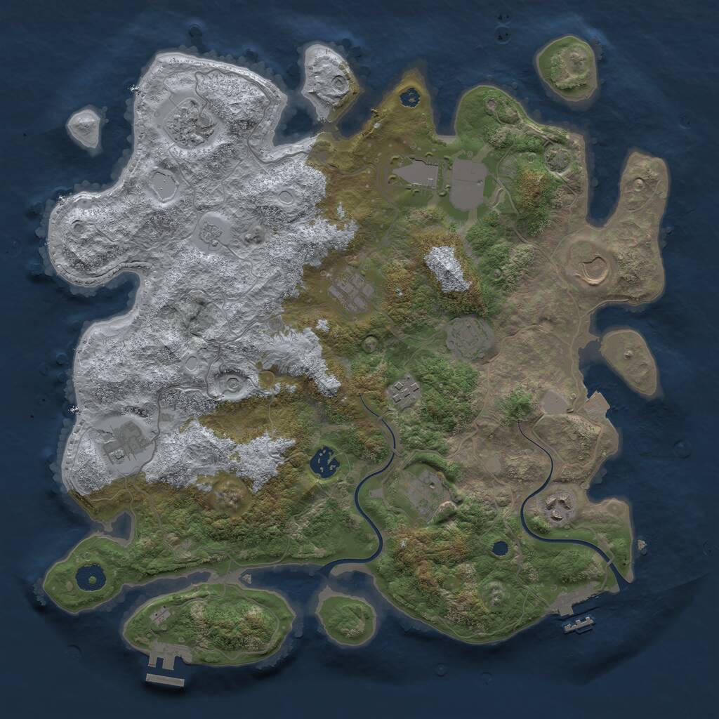 Rust Map: Procedural Map, Size: 3800, Seed: 4296, 16 Monuments
