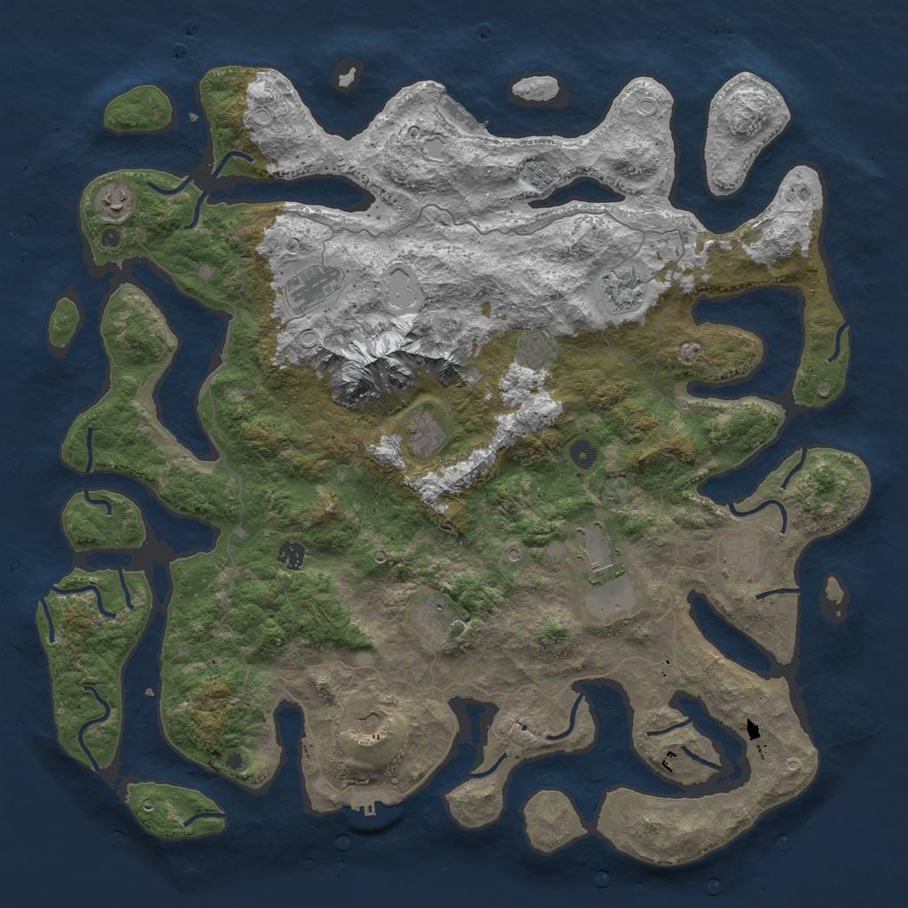 Rust Map: Procedural Map, Size: 5000, Seed: 151316148, 22 Monuments