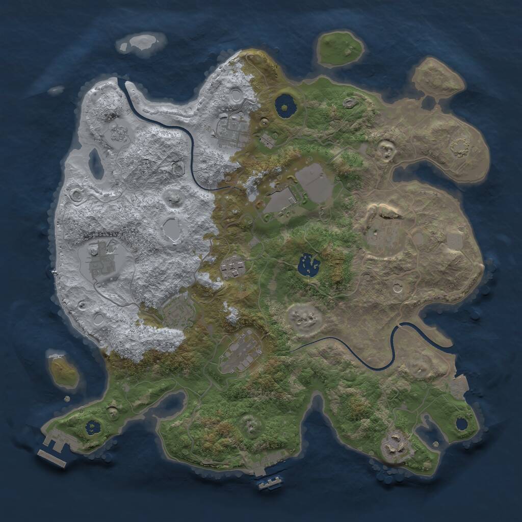 Rust Map: Procedural Map, Size: 3500, Seed: 1425285297, 15 Monuments