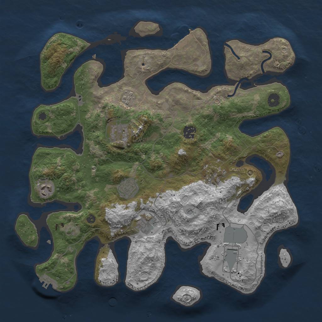 Rust Map: Procedural Map, Size: 3700, Seed: 927281705, 19 Monuments