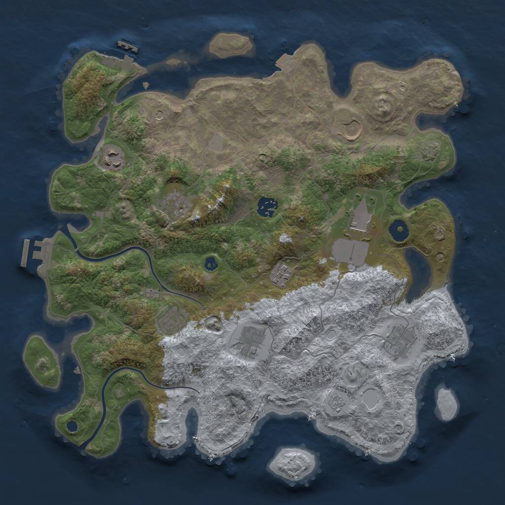 Rust Map: Procedural Map, Size: 3700, Seed: 927281705, 15 Monuments