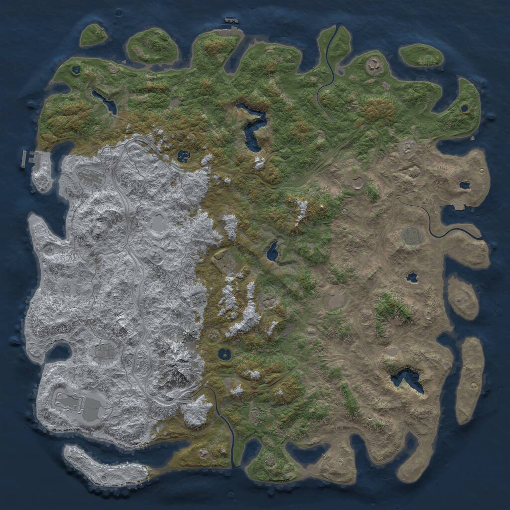 Rust Map: Procedural Map, Size: 6000, Seed: 5138008, 17 Monuments