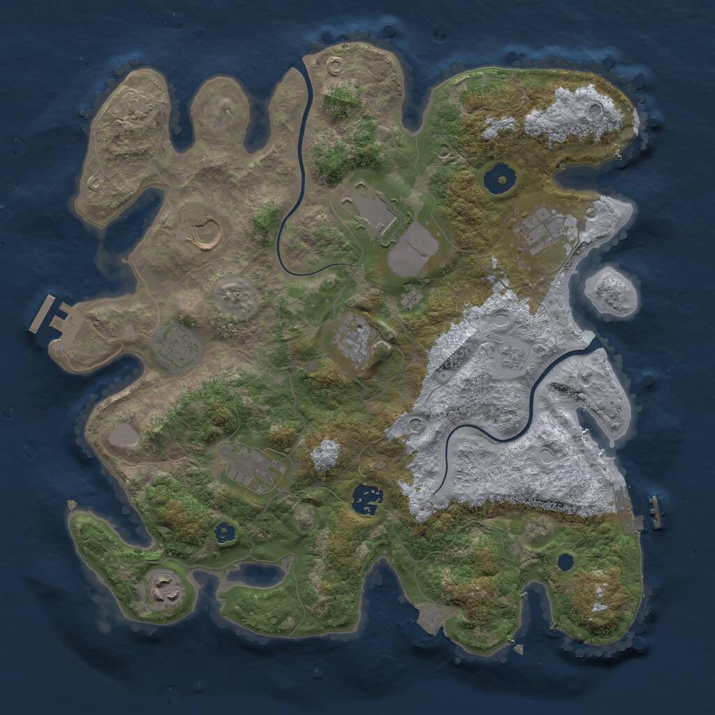 Rust Map: Procedural Map, Size: 3500, Seed: 4595, 14 Monuments