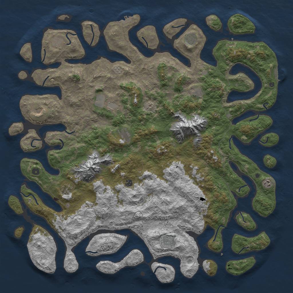 Rust Map: Procedural Map, Size: 6000, Seed: 2142258356, 22 Monuments