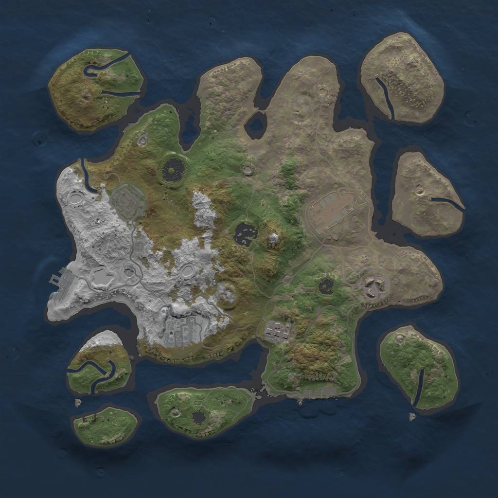 Rust Map: Procedural Map, Size: 3250, Seed: 51, 17 Monuments