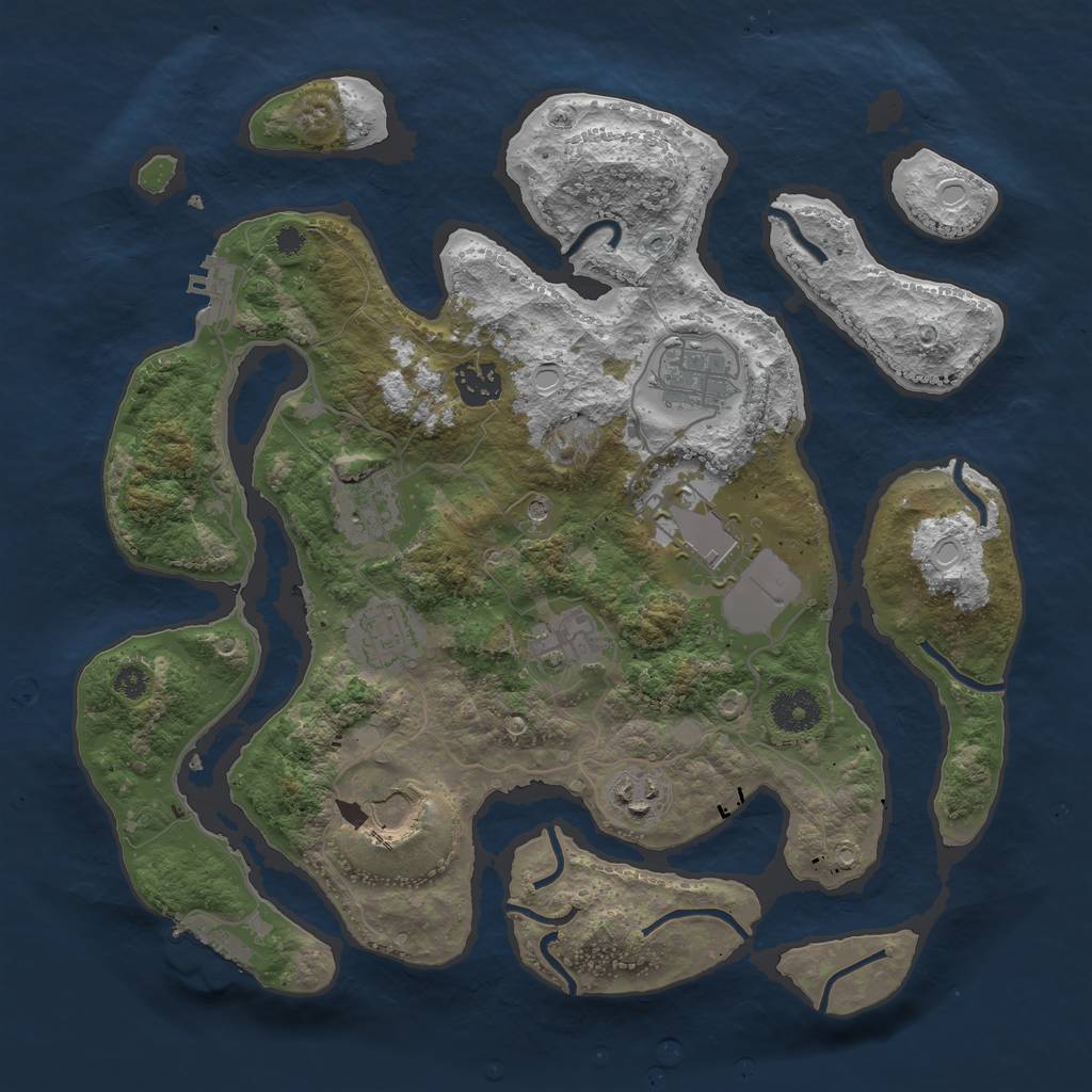 Rust Map: Procedural Map, Size: 3500, Seed: 412311, 19 Monuments