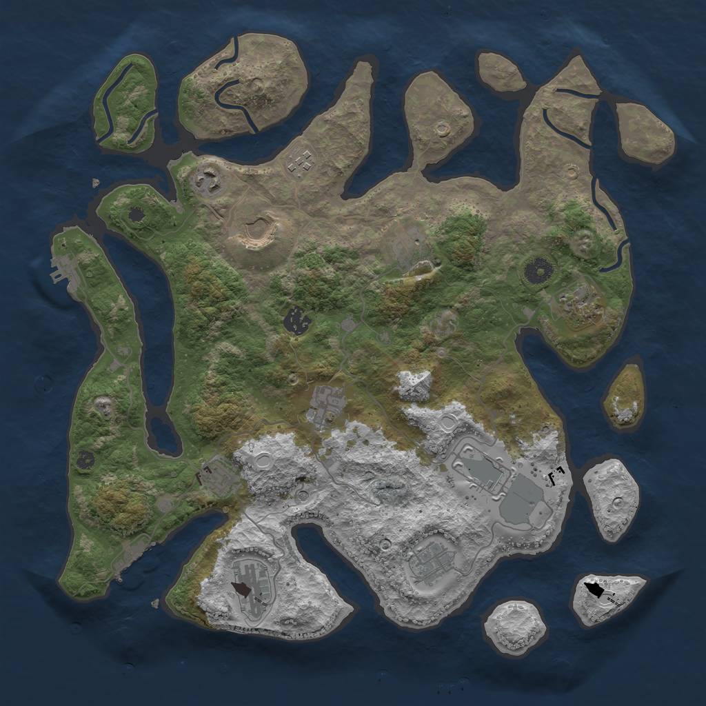 Rust Map: Procedural Map, Size: 3950, Seed: 1211984015, 22 Monuments