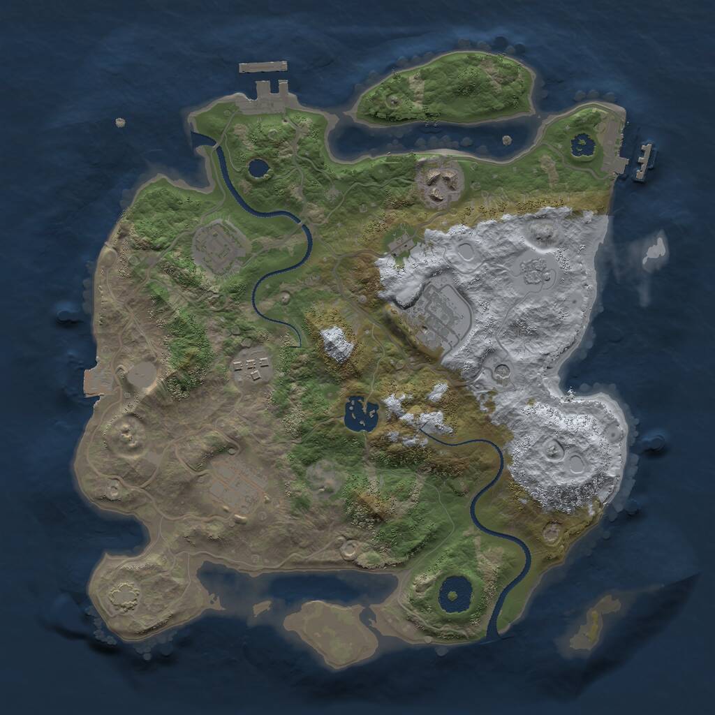 Rust Map: Procedural Map, Size: 3000, Seed: 1676349135, 12 Monuments