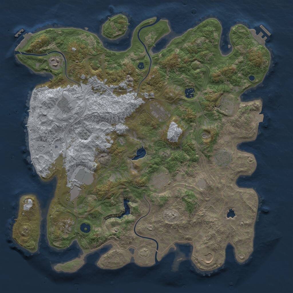 Rust Map: Procedural Map, Size: 4300, Seed: 838802166, 17 Monuments