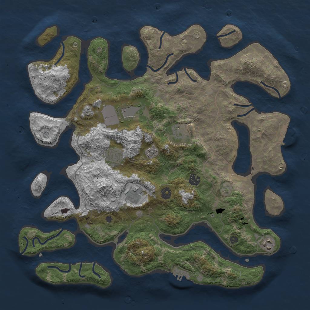 Rust Map: Procedural Map, Size: 4000, Seed: 11780, 18 Monuments