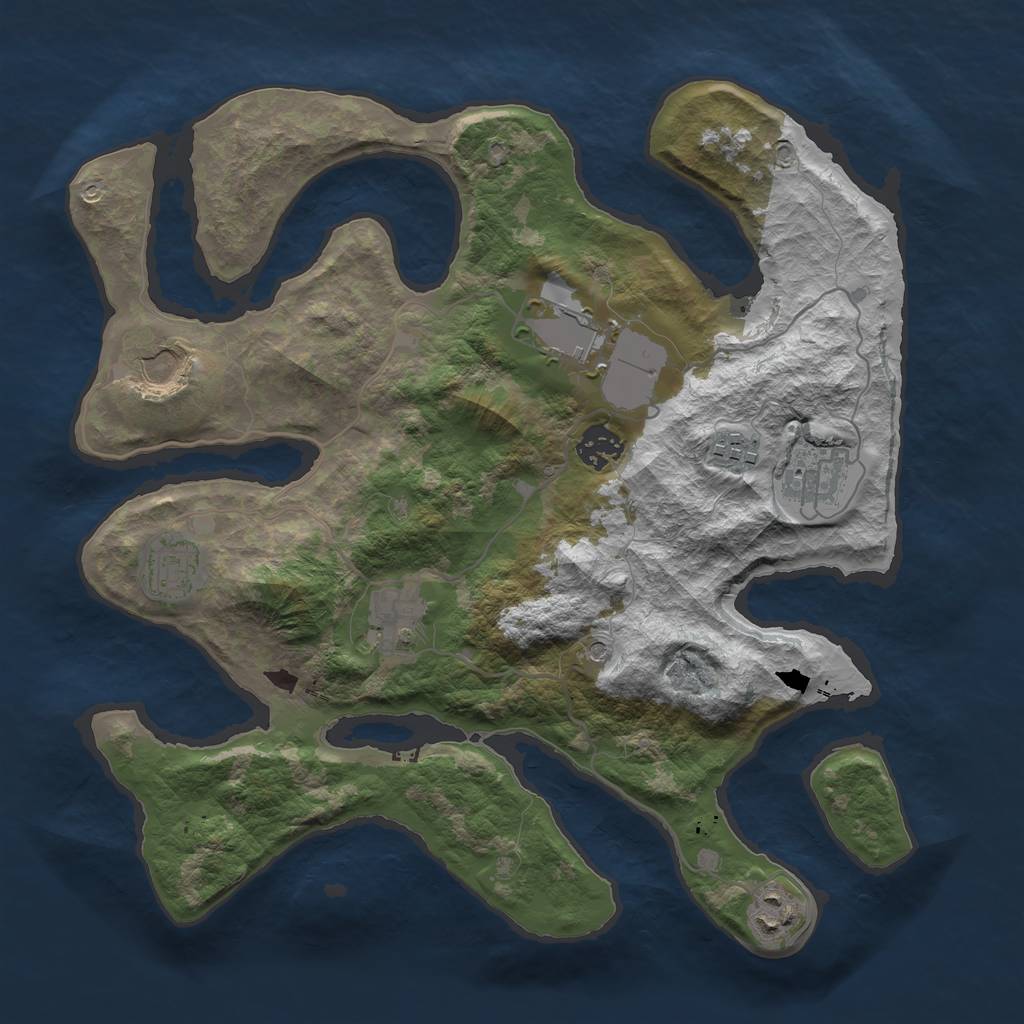 Rust Map: Barren, Size: 3500, Seed: 20821, 11 Monuments