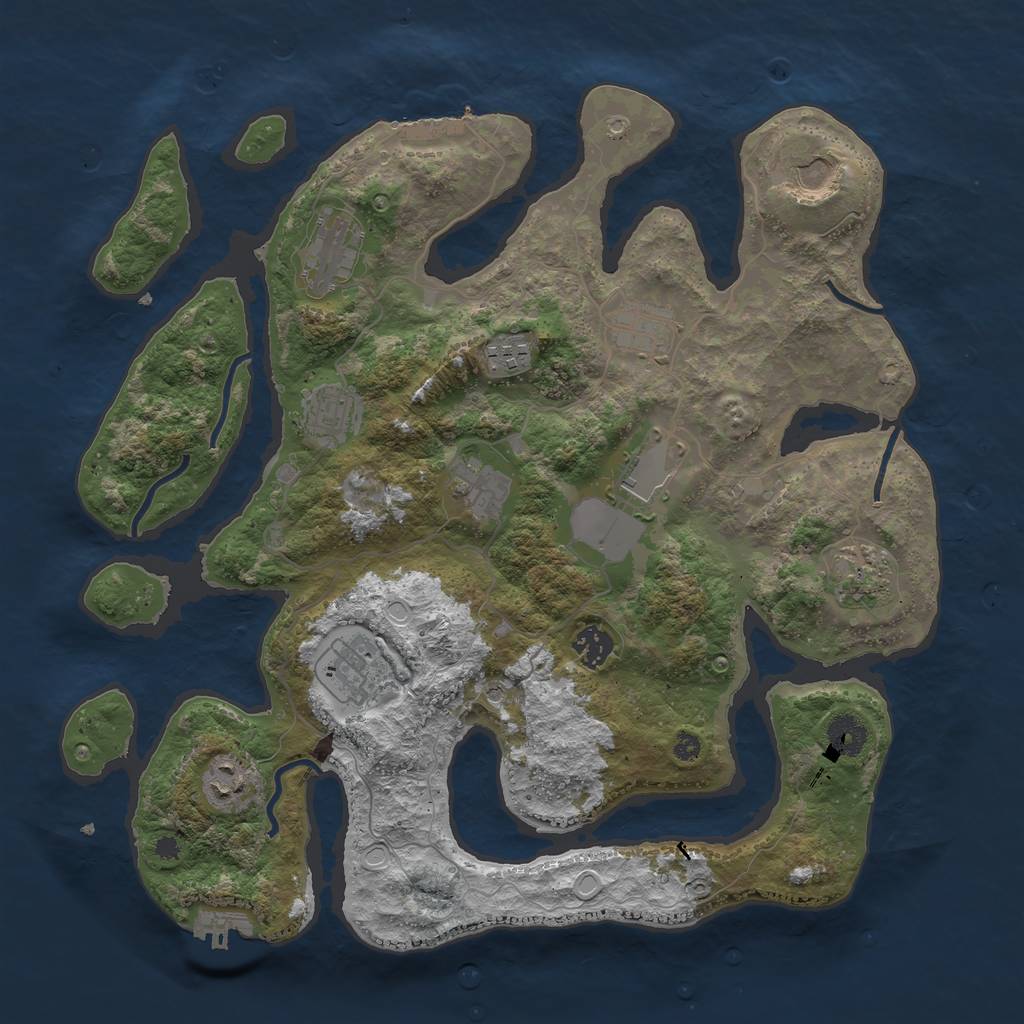 Rust Map: Procedural Map, Size: 3850, Seed: 796395386, 22 Monuments