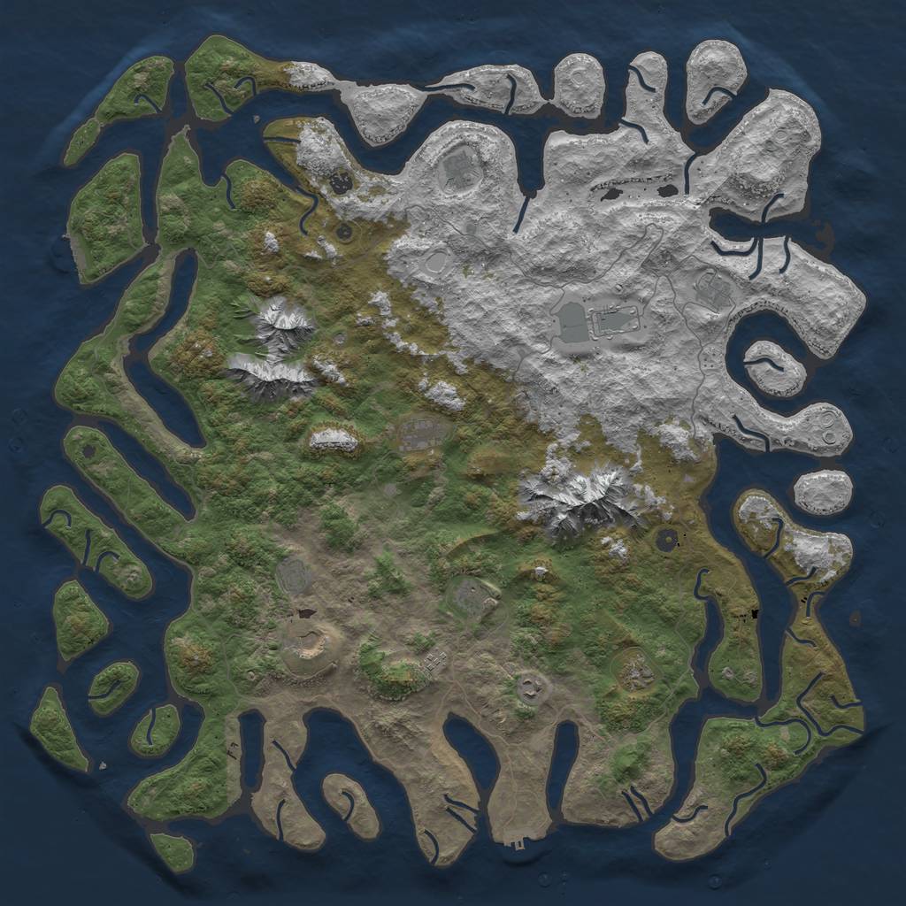 Rust Map: Procedural Map, Size: 6000, Seed: 664988475, 22 Monuments