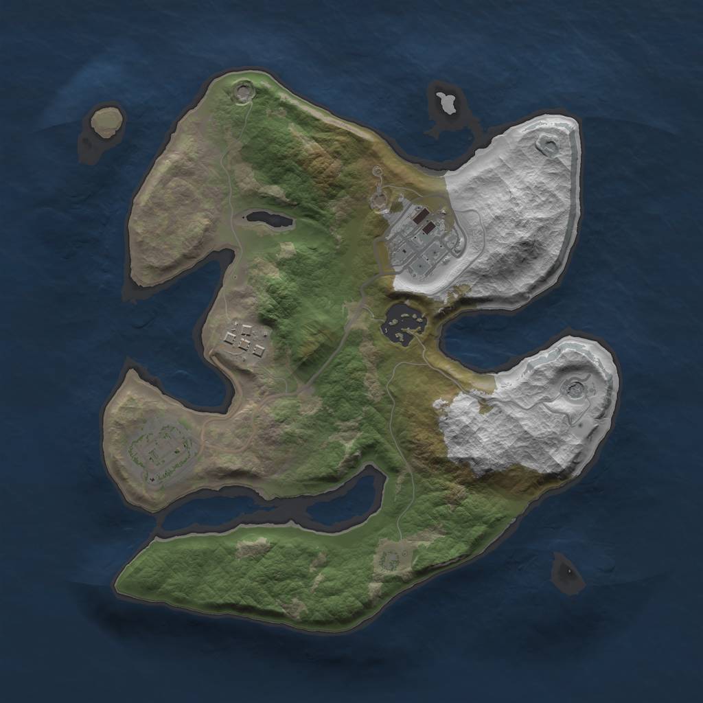 Rust Map: Barren, Size: 2500, Seed: 14101, 7 Monuments
