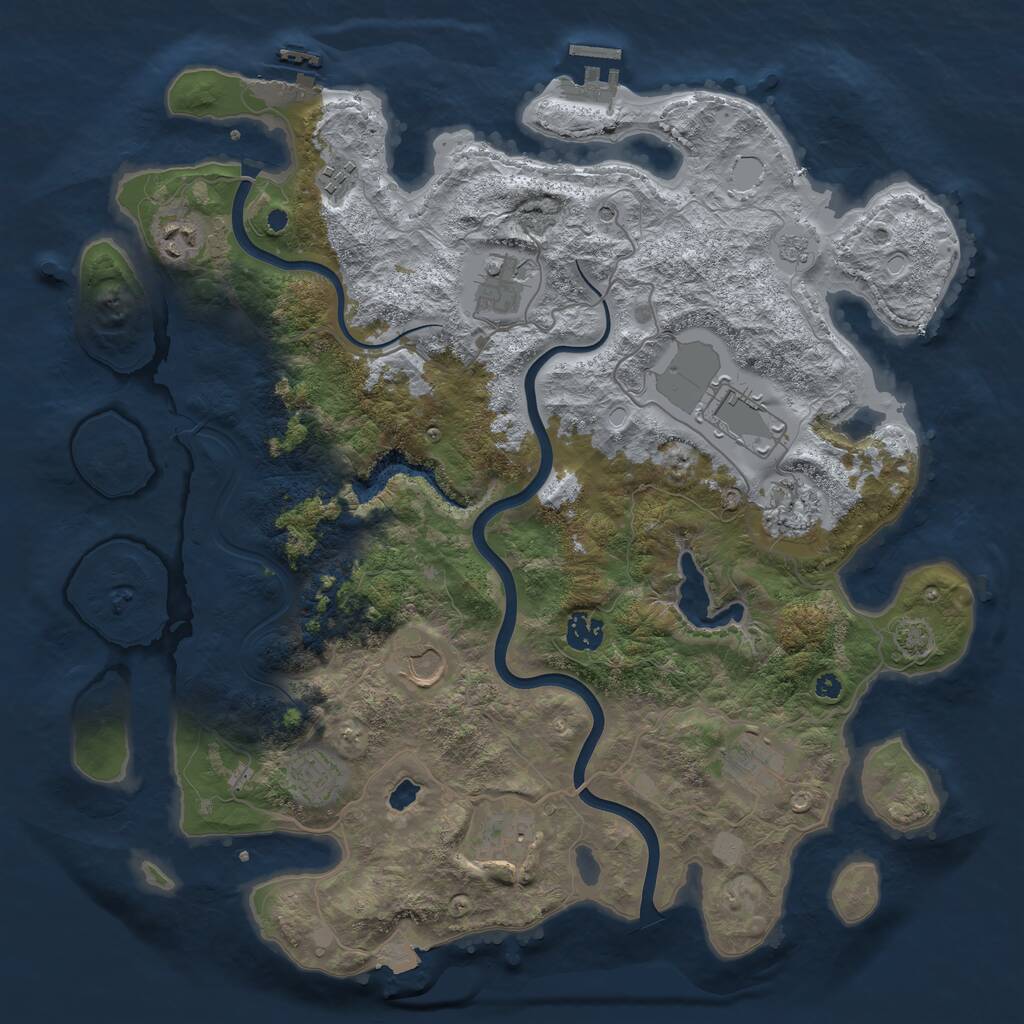 Rust Map: Procedural Map, Size: 4000, Seed: 435372343, 16 Monuments