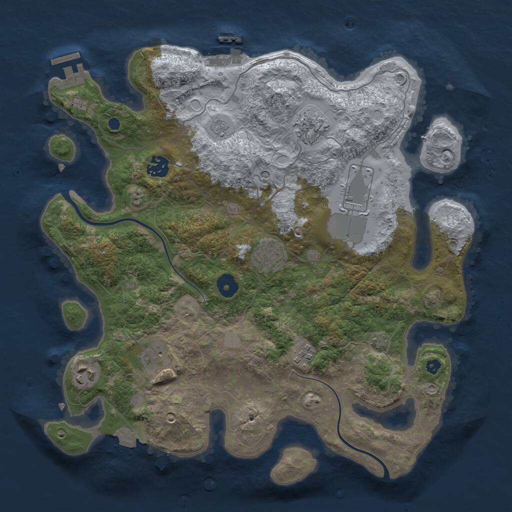 Rust Map: Procedural Map, Size: 3500, Seed: 841, 13 Monuments