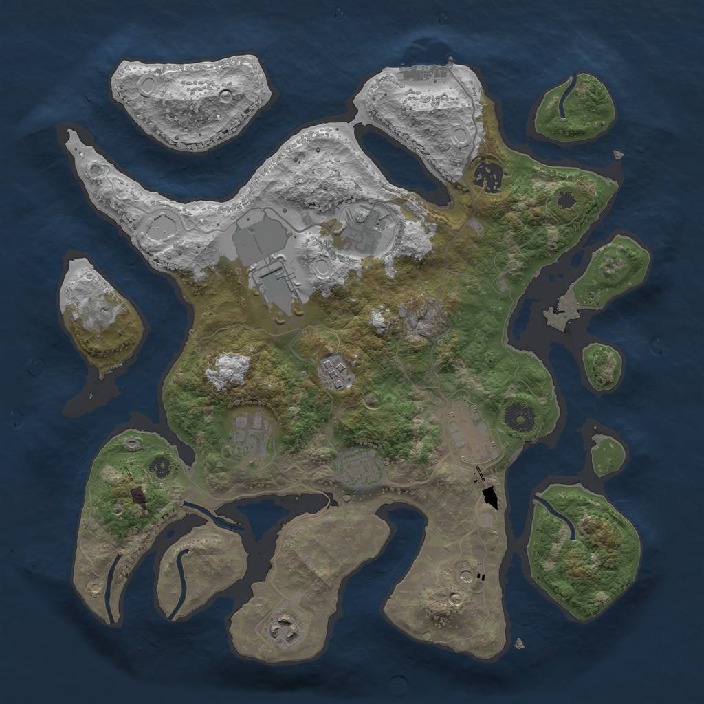 Rust Map: Procedural Map, Size: 3500, Seed: 456324, 18 Monuments