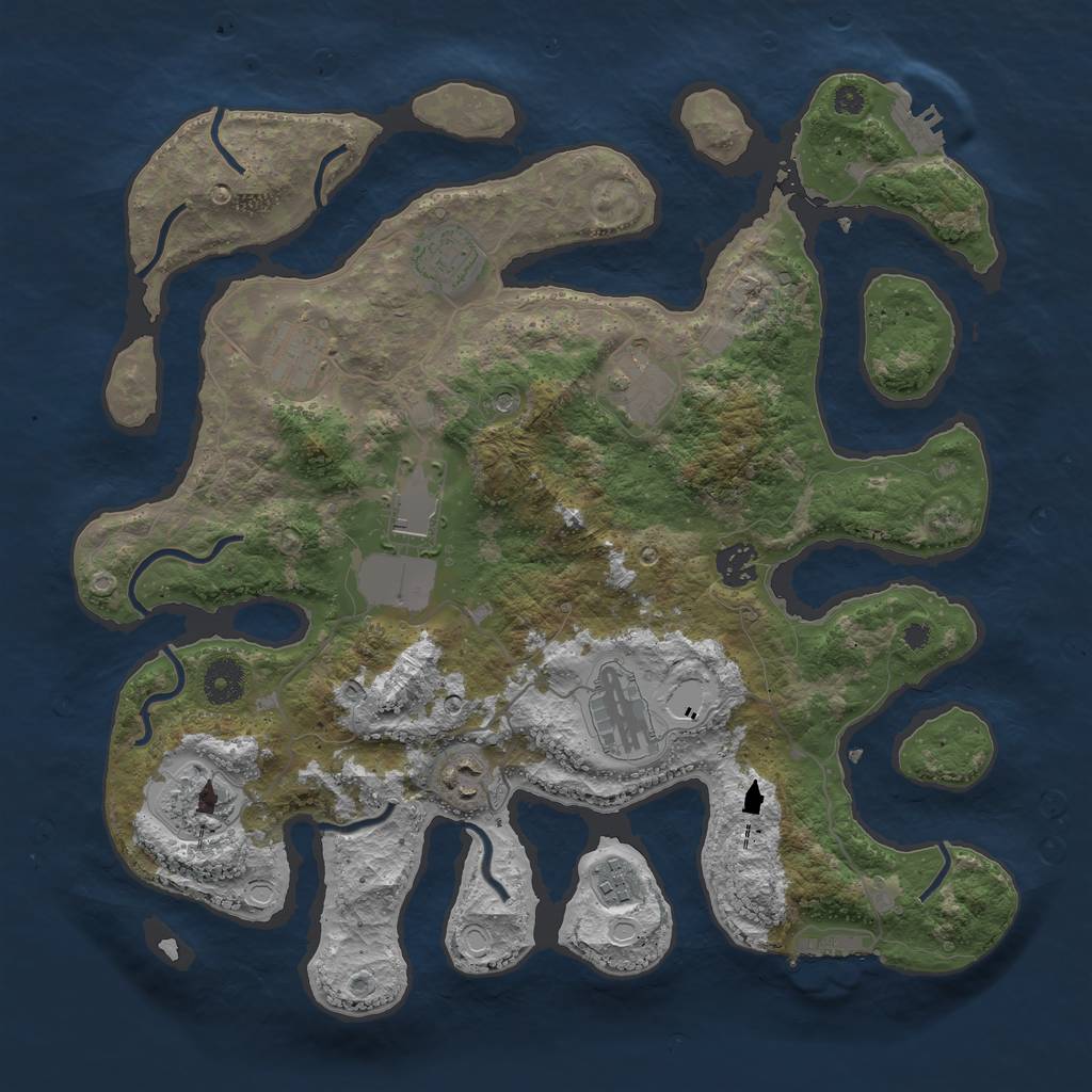 Rust Map: Procedural Map, Size: 3750, Seed: 13660536, 20 Monuments