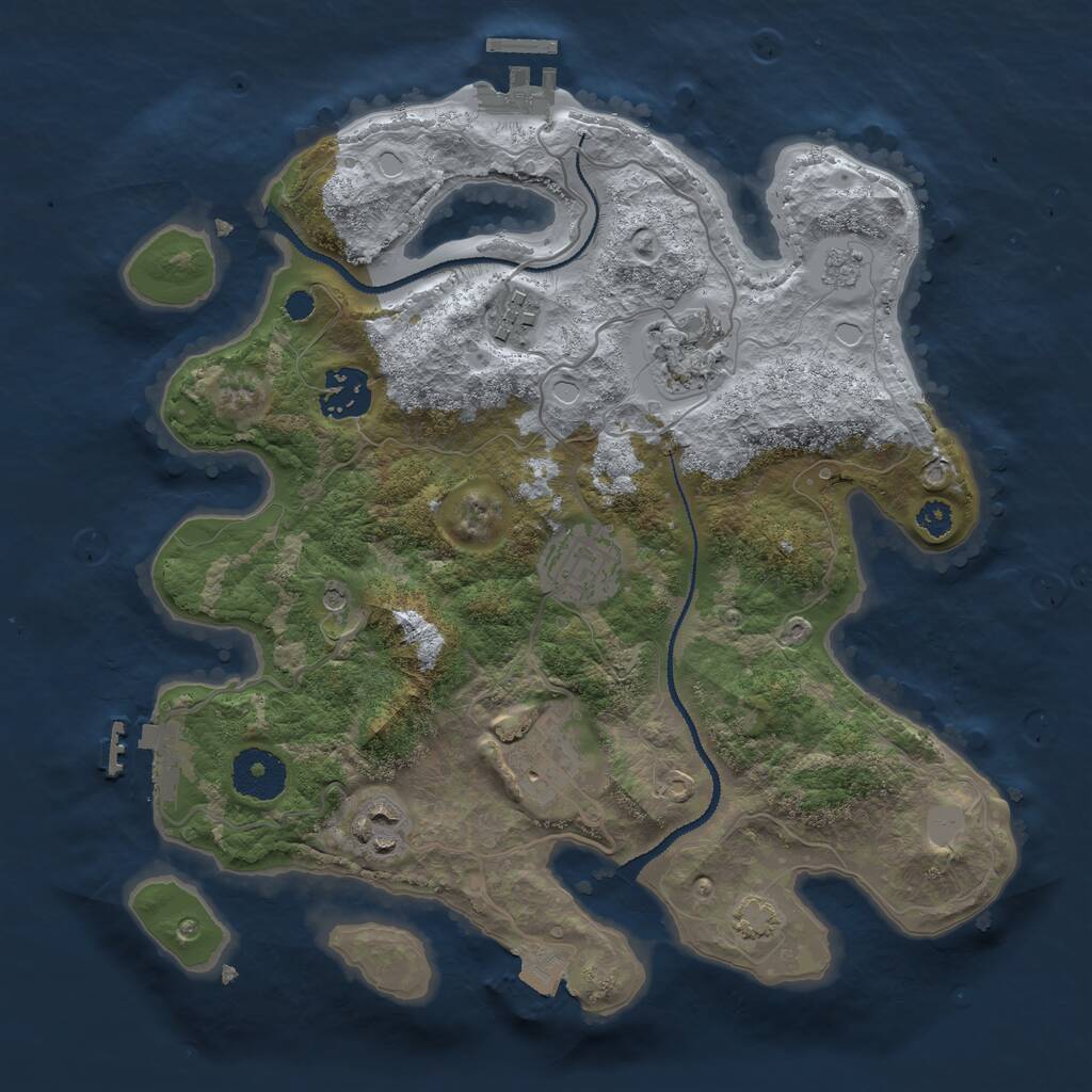 Rust Map: Procedural Map, Size: 3100, Seed: 17773821, 12 Monuments