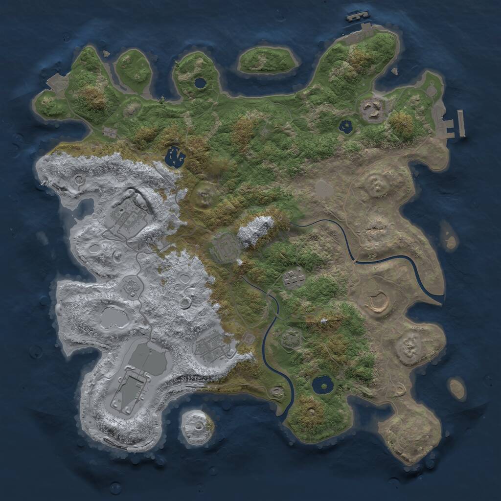 Rust Map: Procedural Map, Size: 3700, Seed: 1097005842, 14 Monuments