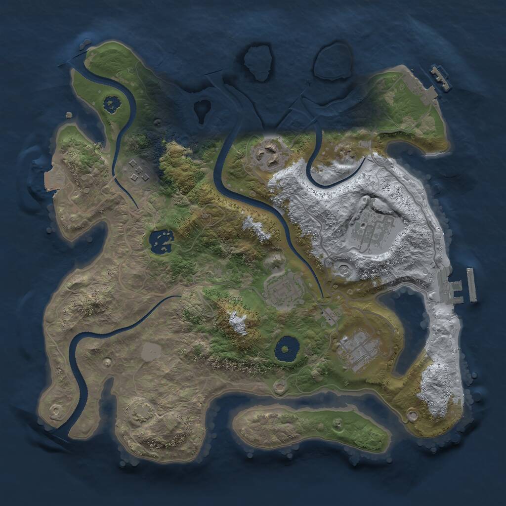 Rust Map: Procedural Map, Size: 3000, Seed: 1656801559, 11 Monuments