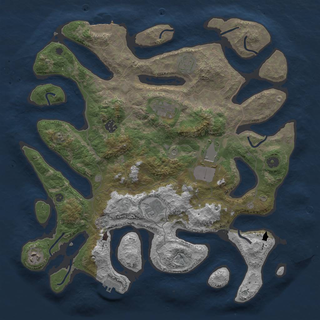 Rust Map: Procedural Map, Size: 4000, Seed: 444123, 18 Monuments