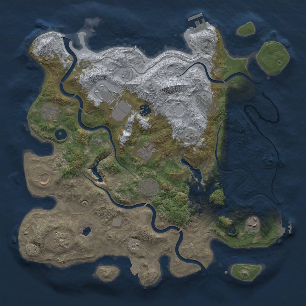 Rust Map: Procedural Map, Size: 4000, Seed: 1231546649, 16 Monuments