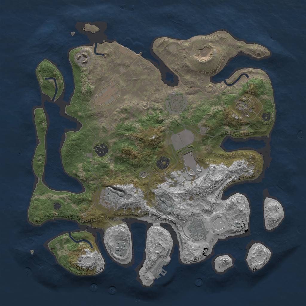 Rust Map: Procedural Map, Size: 3500, Seed: 392393693, 21 Monuments