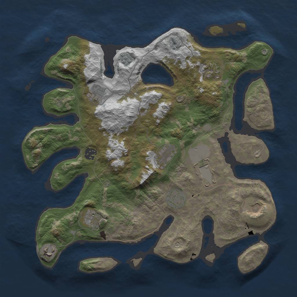 Rust Map: Barren, Size: 3700, Seed: 819629759, 13 Monuments