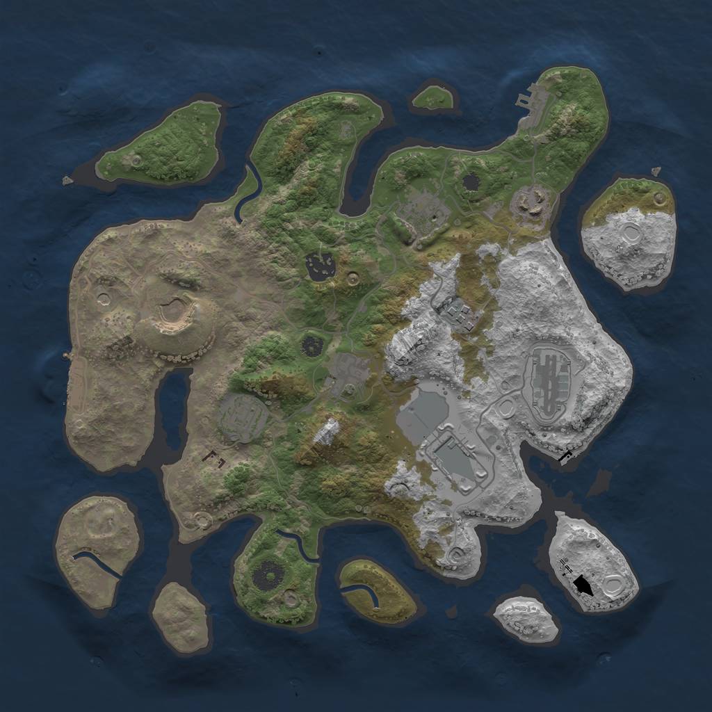 Rust Map: Procedural Map, Size: 3500, Seed: 6747687, 20 Monuments