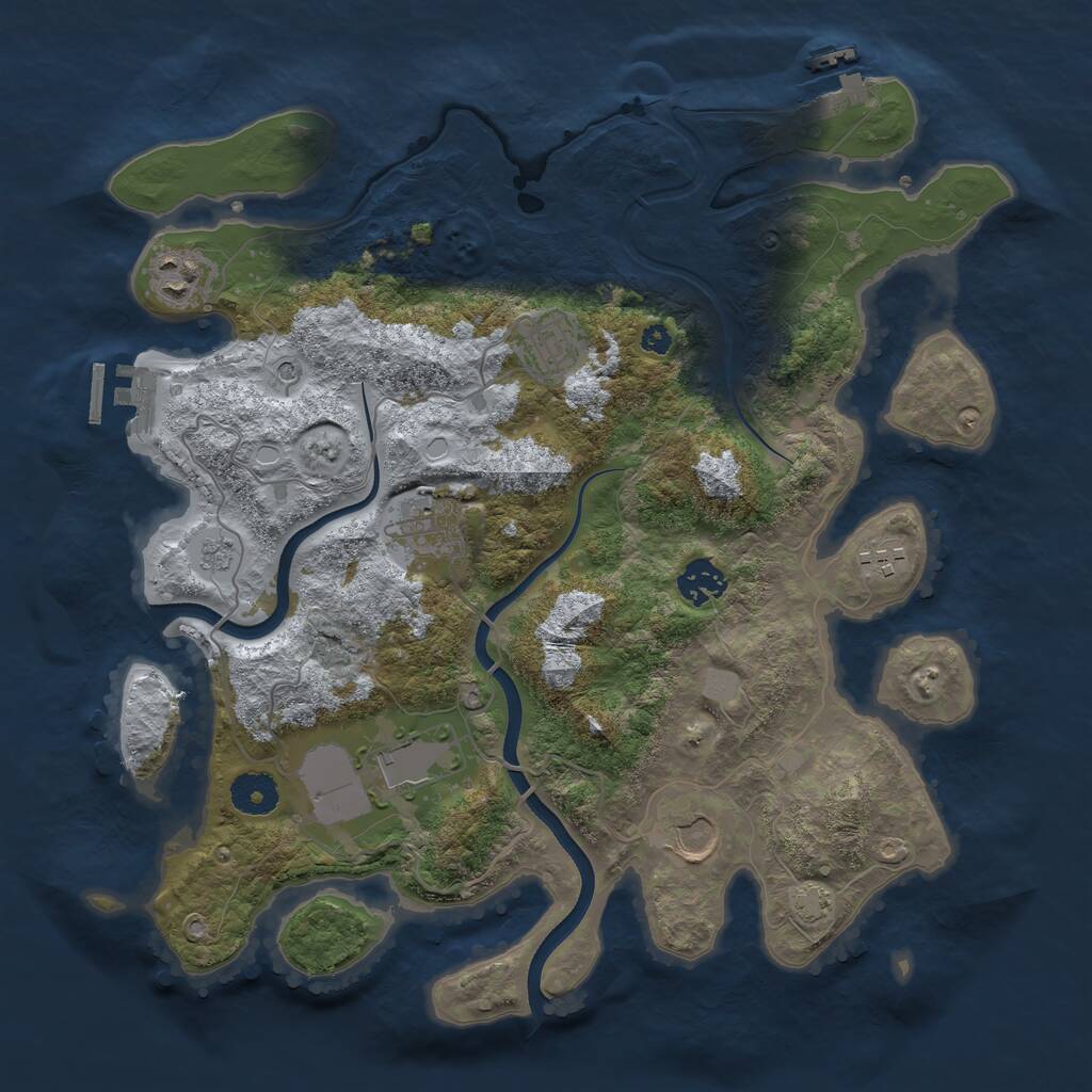 Rust Map: Procedural Map, Size: 3600, Seed: 6789423, 13 Monuments