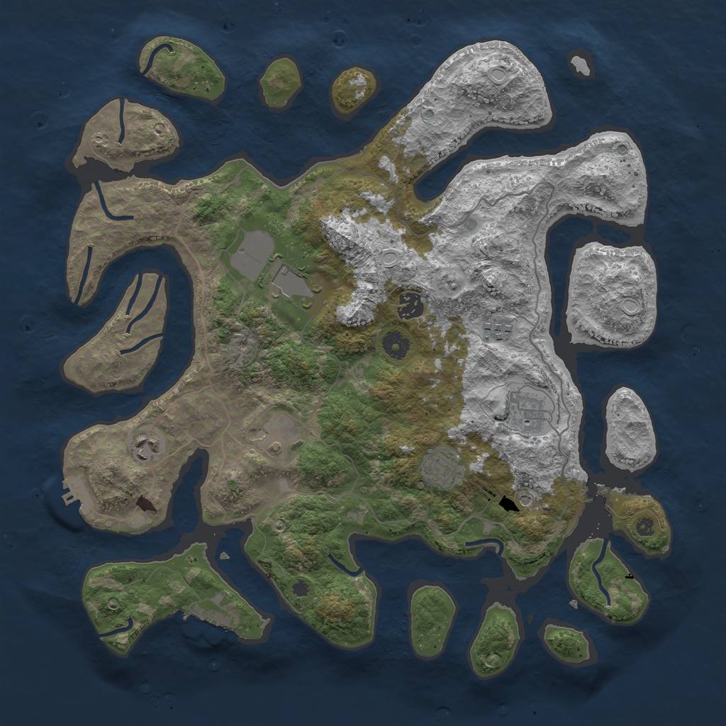 Rust Map: Procedural Map, Size: 4000, Seed: 515565212, 18 Monuments